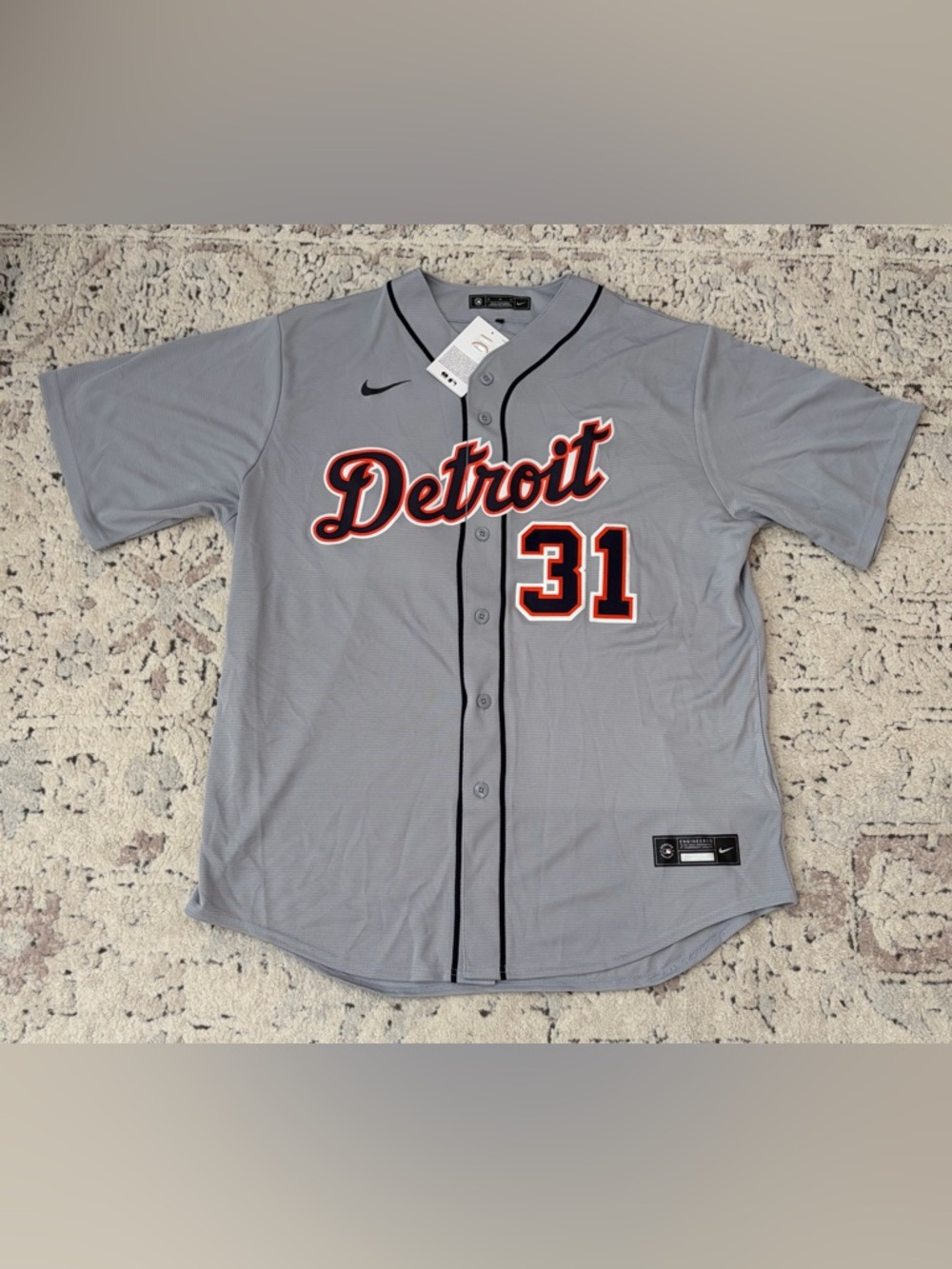 Nike Detroit Tigers Riley Greene #31 MLB Baseball Gray Jersey Men’s Sz: XL